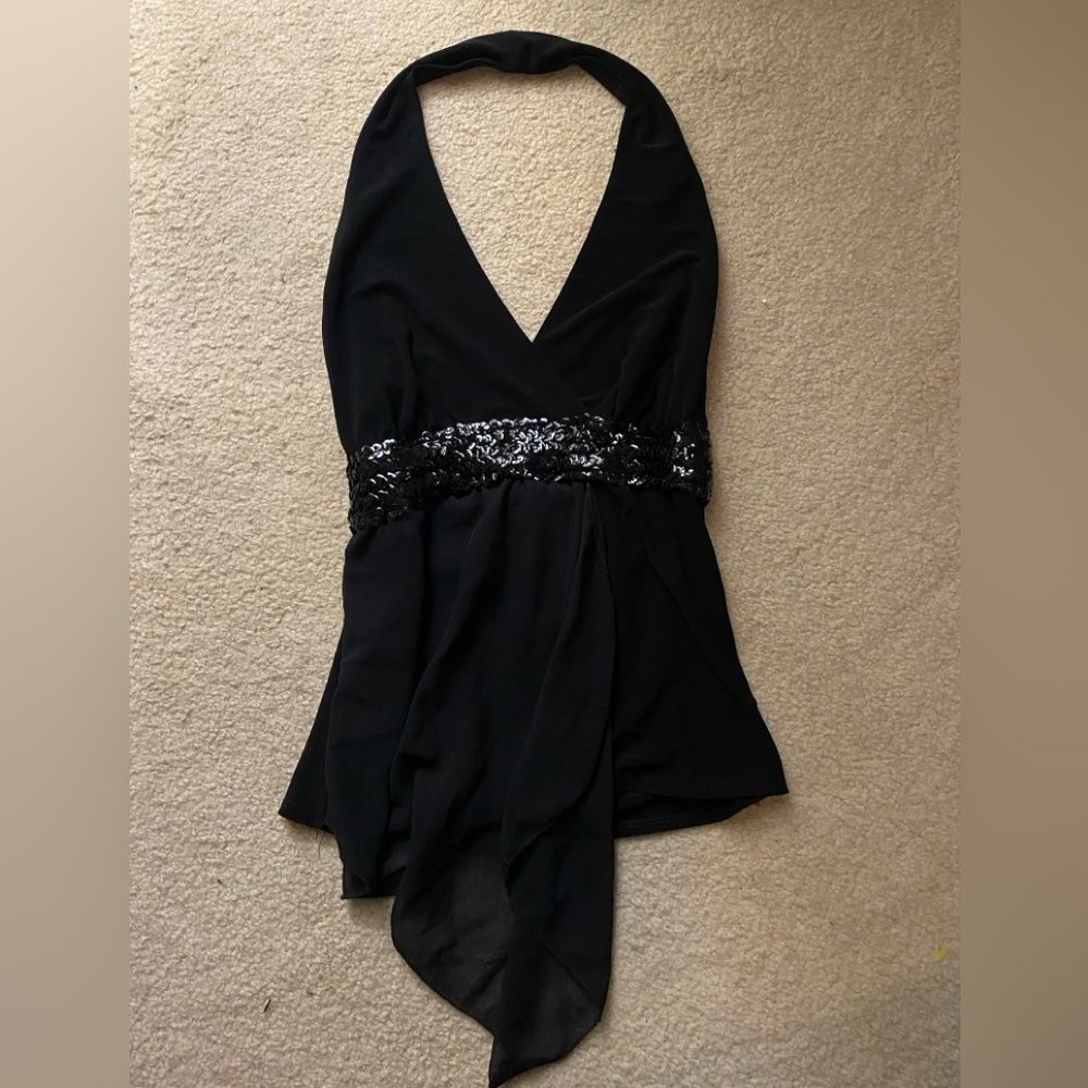 y2k black halter top